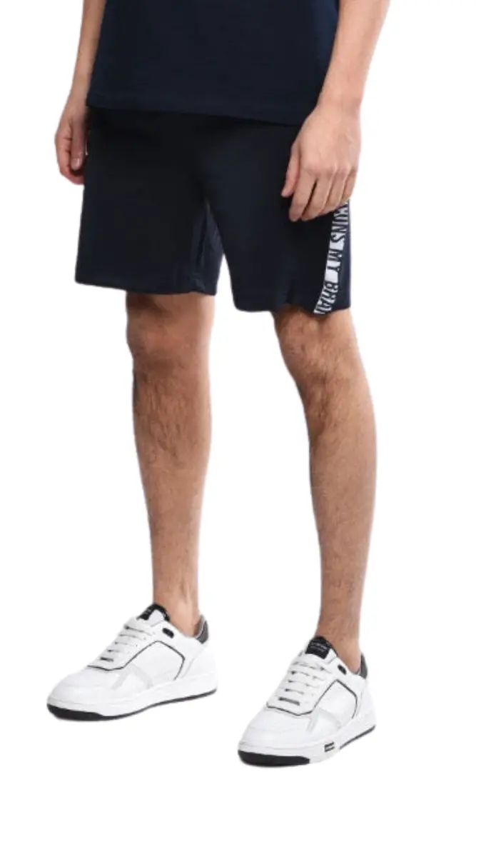 Navy Track Shorts With Iconic Embroidery 1