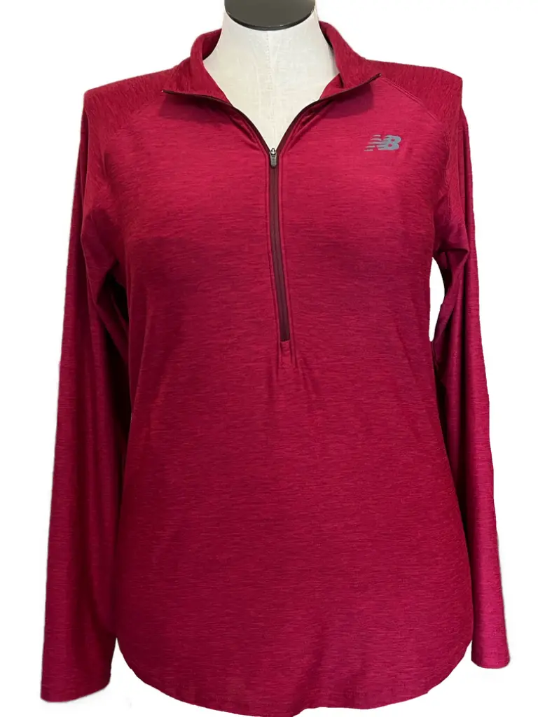New Balance Women'S Heather Red 1/4-Zip Pullover – Size L 1
