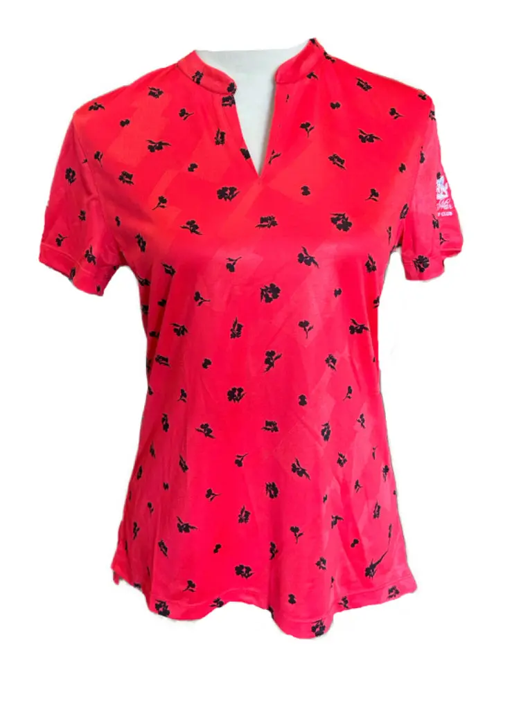 Nike Dri-Fit Flower-Print Golf Polo In Red And Black (Size S) 1