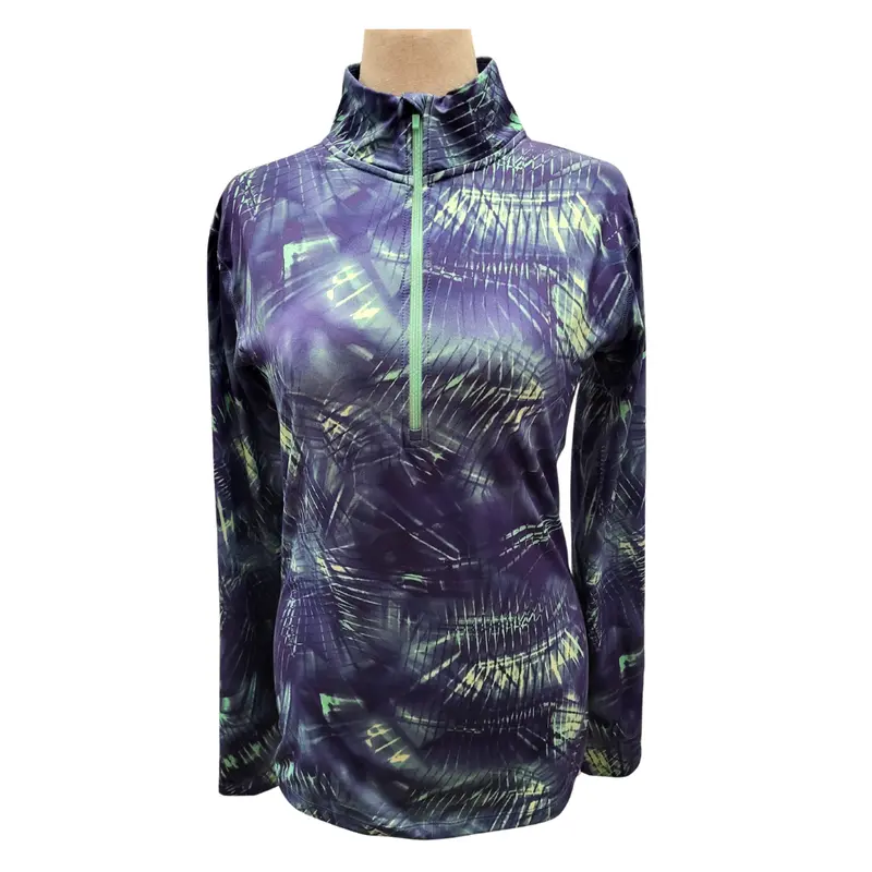 Nike Dri-Fit Lime, Aqua & Navy Palm Print 1/4-Zip Active Pullover – Xl 1