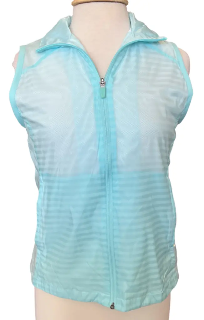 Nike Golf Aqua Blue Striped Wind Vest For Women – Size M 1