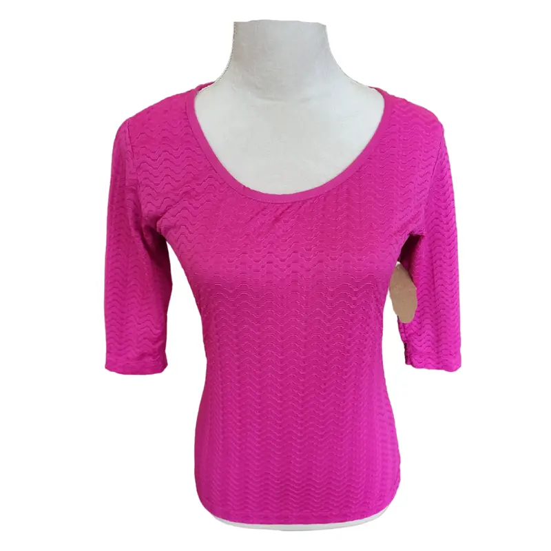 Nike Hot Pink Quarter-Sleeve Textured Golf Top – S 1