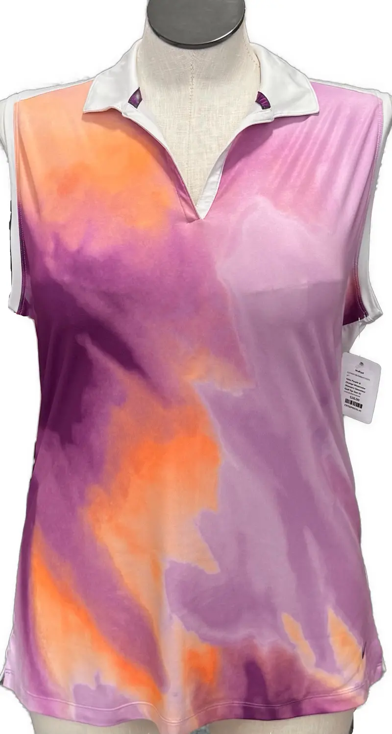 Nike Purple And Orange Watercolor Sleeveless Women'S Golf Top – Size Xl 1