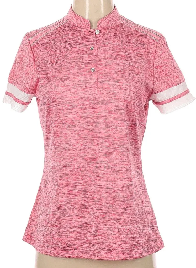 Nivo Sport Heather Pink Golf Top With White Mesh Details – 3-Button, Size S 1
