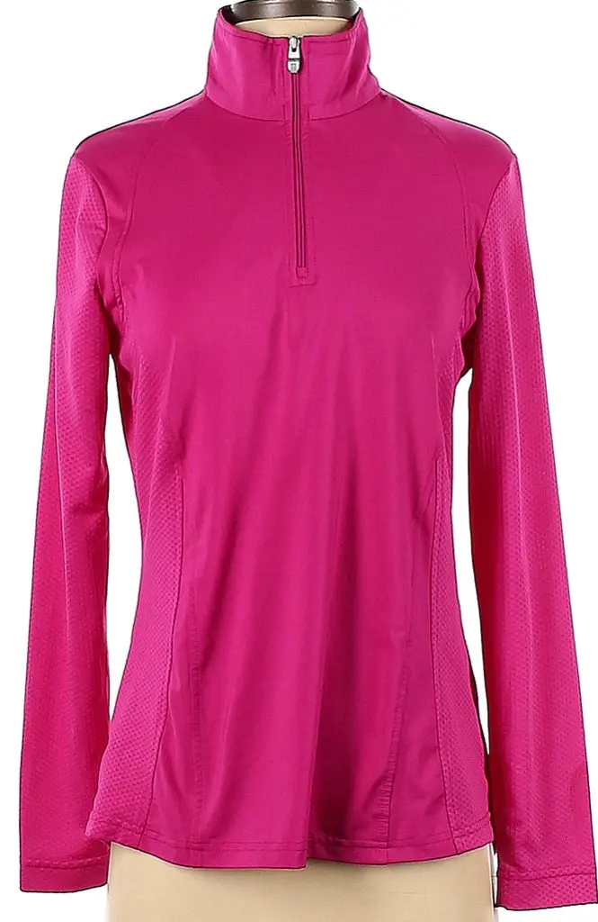 Nivo Sport Hot Pink Mock-Neck Zip Pullover – Athletic Fit Golf Layer, Size S, Msp $102 1