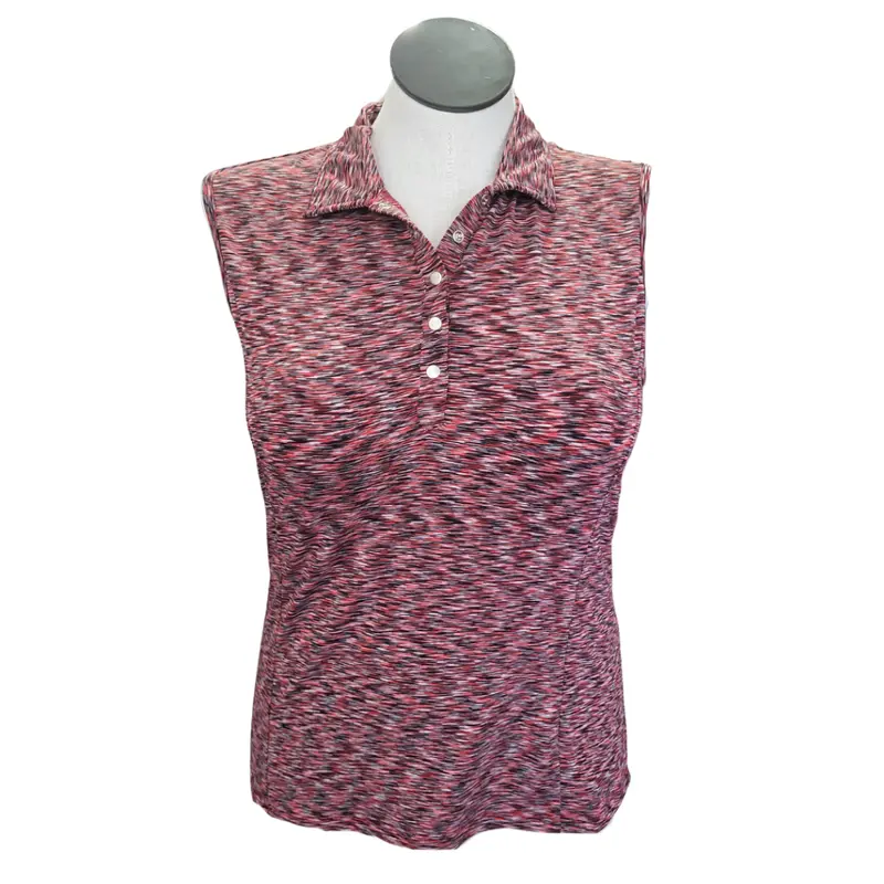 Nivo Women'S Red-And-Black Heather Sleeveless Golf Polo – Size L 1
