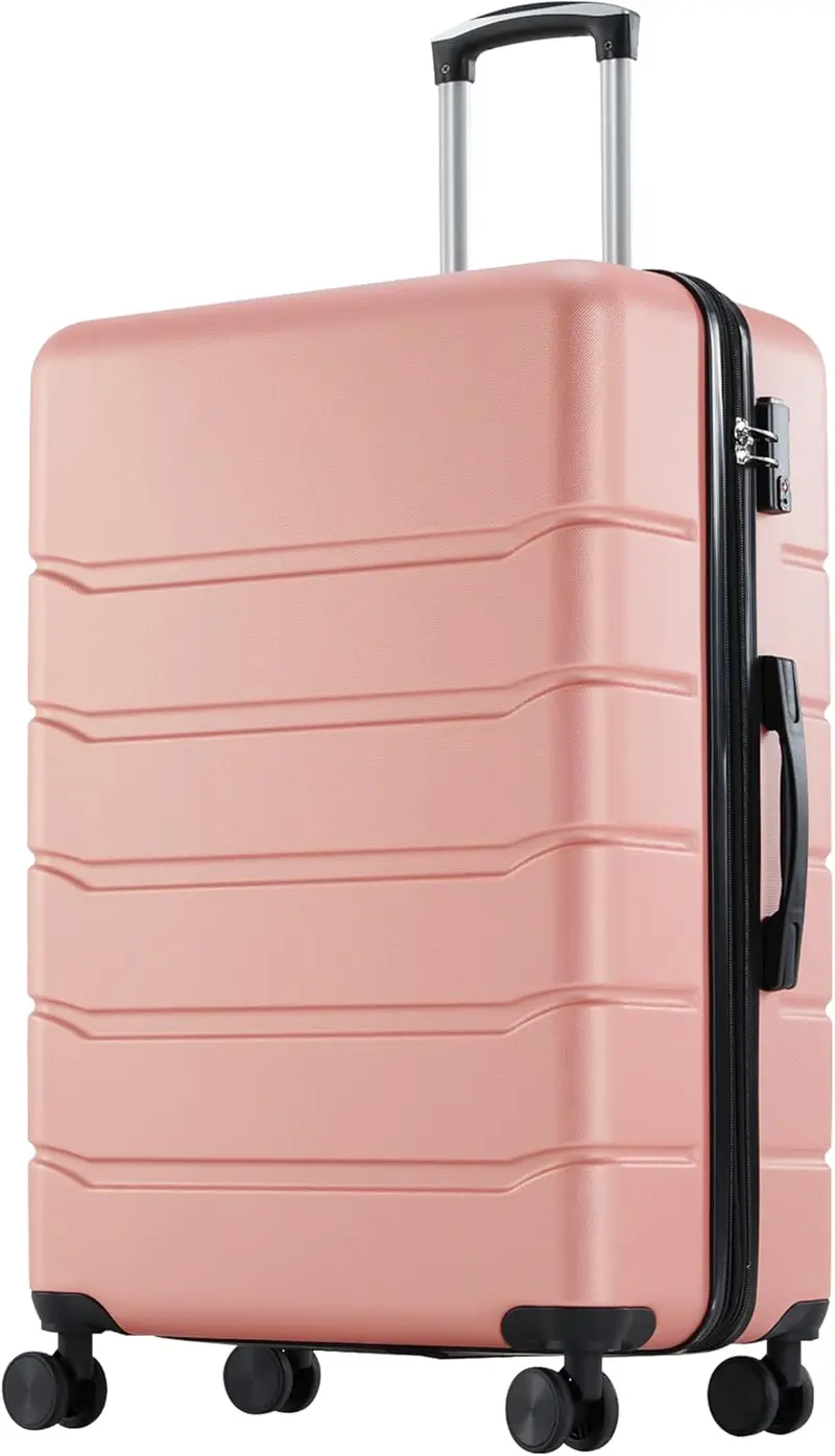 Olixis 28" Pink Hardside Checked Luggage – Lightweight Abs Suitcase With Expandable Design & Tsa Lock 1