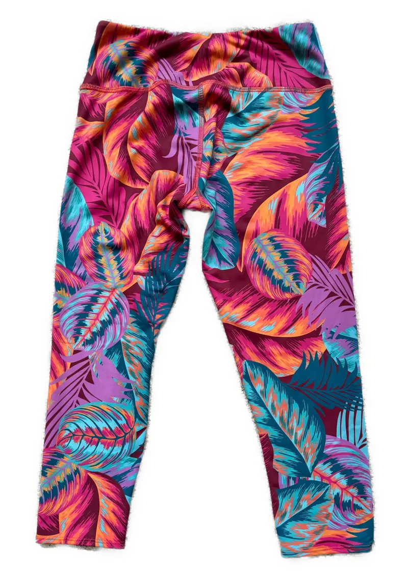 Onzie Flow Hot Pink Tropical Print 21-Inch Leggings – Size M/L 1
