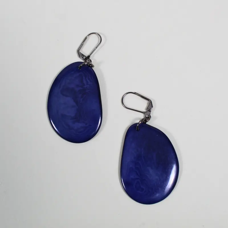 Organic Tagua Nut Disc Dangle Earrings 1