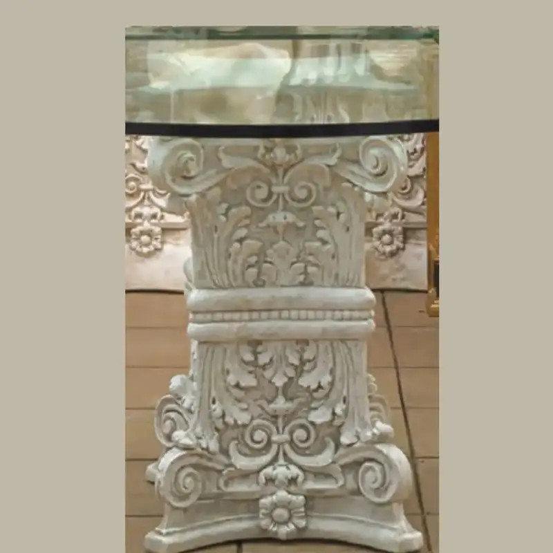 Ornate Square Corinthian Cocktail Table Base – 18.5-Inch Elegant Low-Profile Support 1