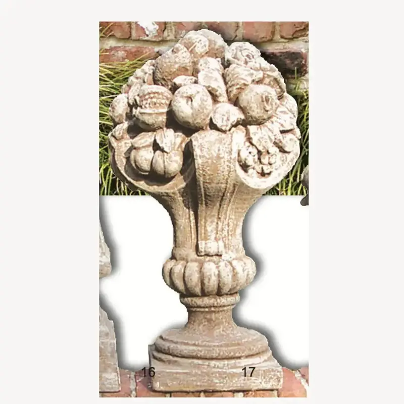 Oversized Fruit-And-Flower Basket Garden Finial – Durable Cement Design, 28" H × 19" W 1