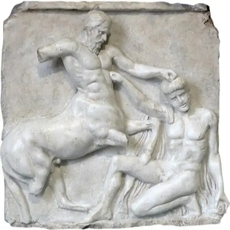 Parthenon Metope Replica: Centaur Vs. Lapith – Framed Wall Relief, 16" Tall 1