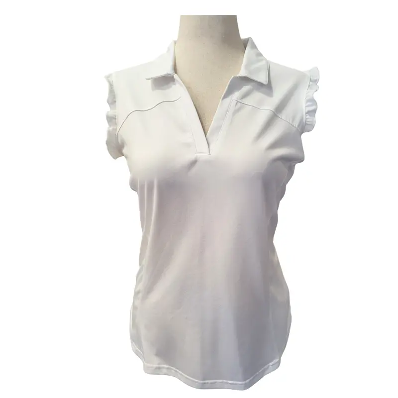 Pebble Beach Ruffled Sleeveless Golf Top In White – Size Xl 1