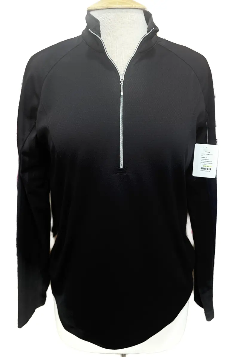 Pebble Beach Textured Black Quarter-Zip Performance Pullover – Size M 1