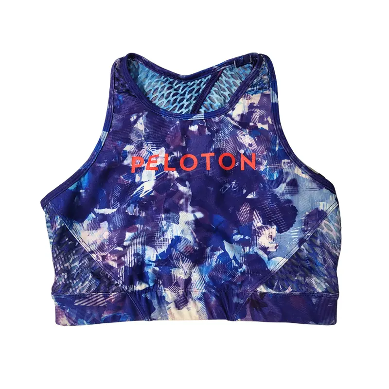 Peloton High-Neck Sports Bra In Purple And Blue – Size M 1