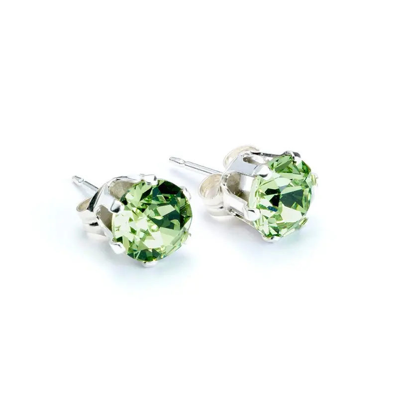 Peridot Gemstone Stud Earrings – Sterling Silver Mount 1