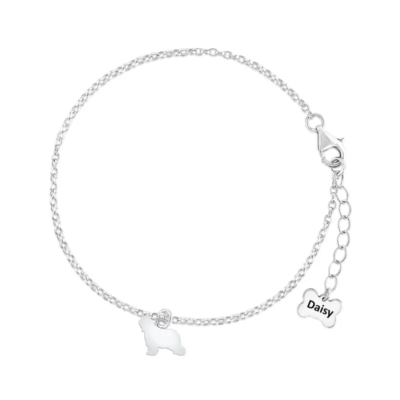 Personalised Briard Silhouette Bracelet In Sterling Silver 1