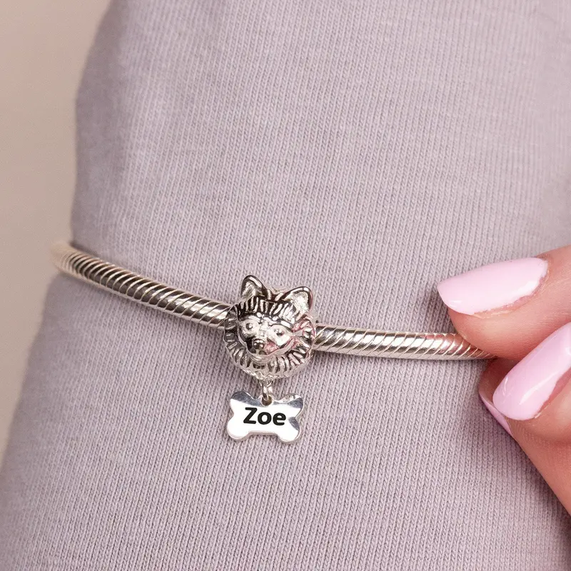 Personalised Pomeranian Head Charm – Sterling Silver 1
