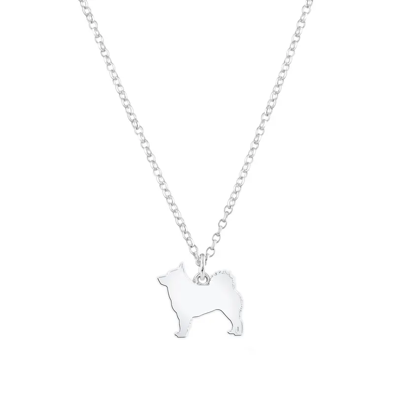 Personalised Schipperke Dog Silhouette Pendant Necklace – Sterling Silver 1
