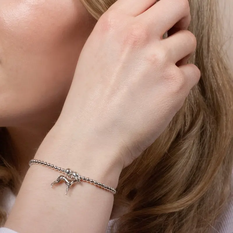 Personalised Silver Ball Bead Bracelet Celebrating The Whippet Breed 1