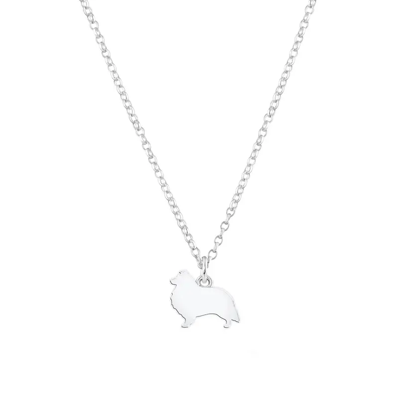 Personalised Sterling Silver Necklace With Shetland Sheepdog Profile 1