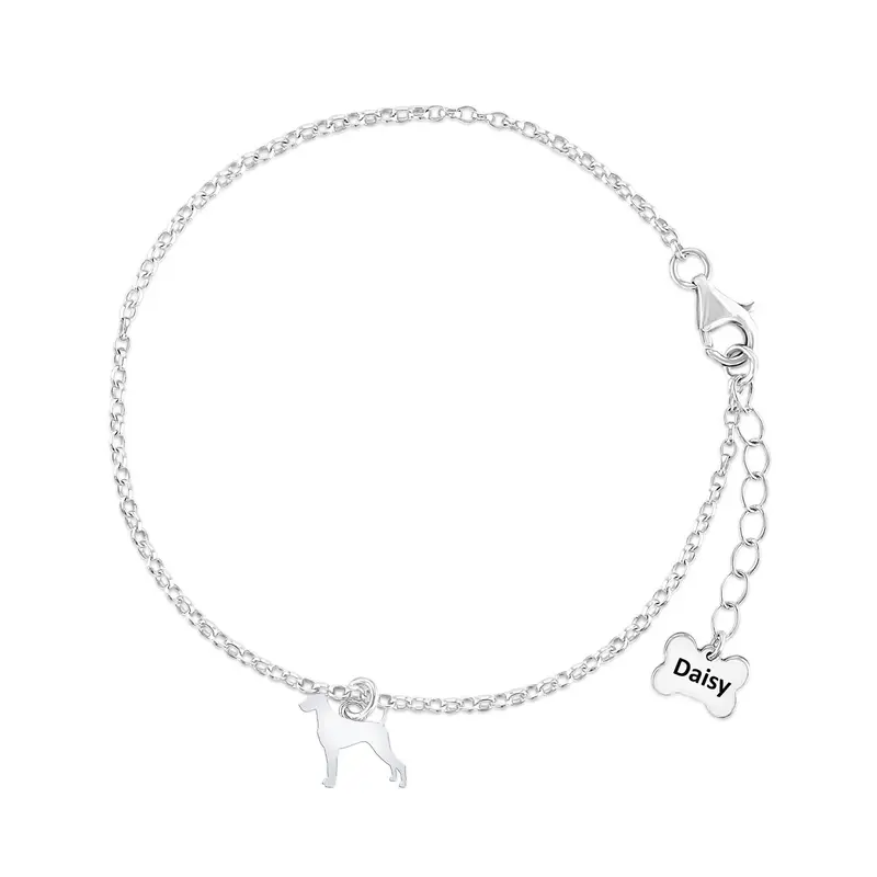 Personalised Weimaraner Silhouette Bracelet In Sterling Silver 1