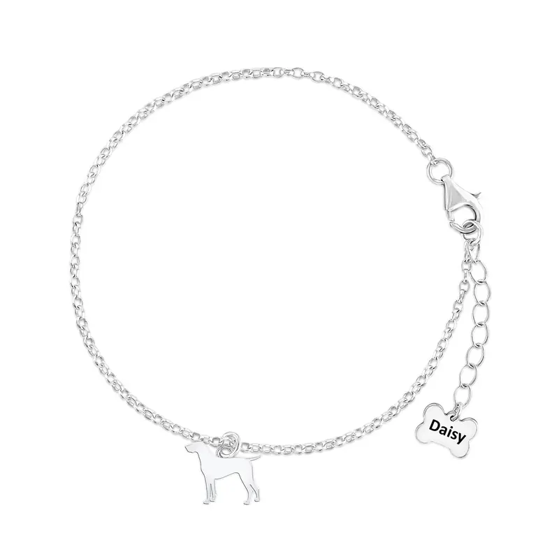Personalized German Shorthaired Pointer Pendant Bracelet – Sterling Silver Chain 1