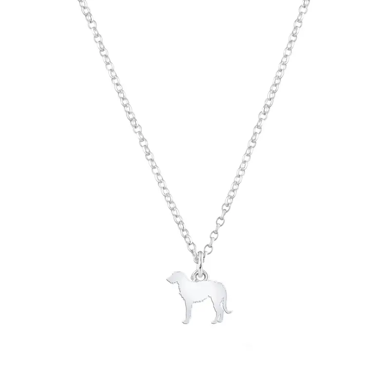 Personalized Irish Wolfhound Silhouette Pendant Necklace – Sterling Silver 1