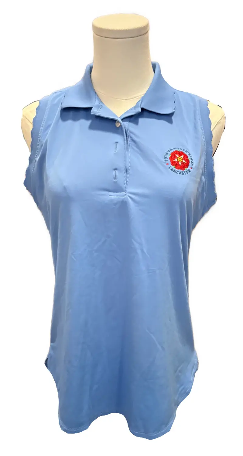 Peter Millar Periwinkle Sleeveless Scallop-Trimmed Polo – Size M 1
