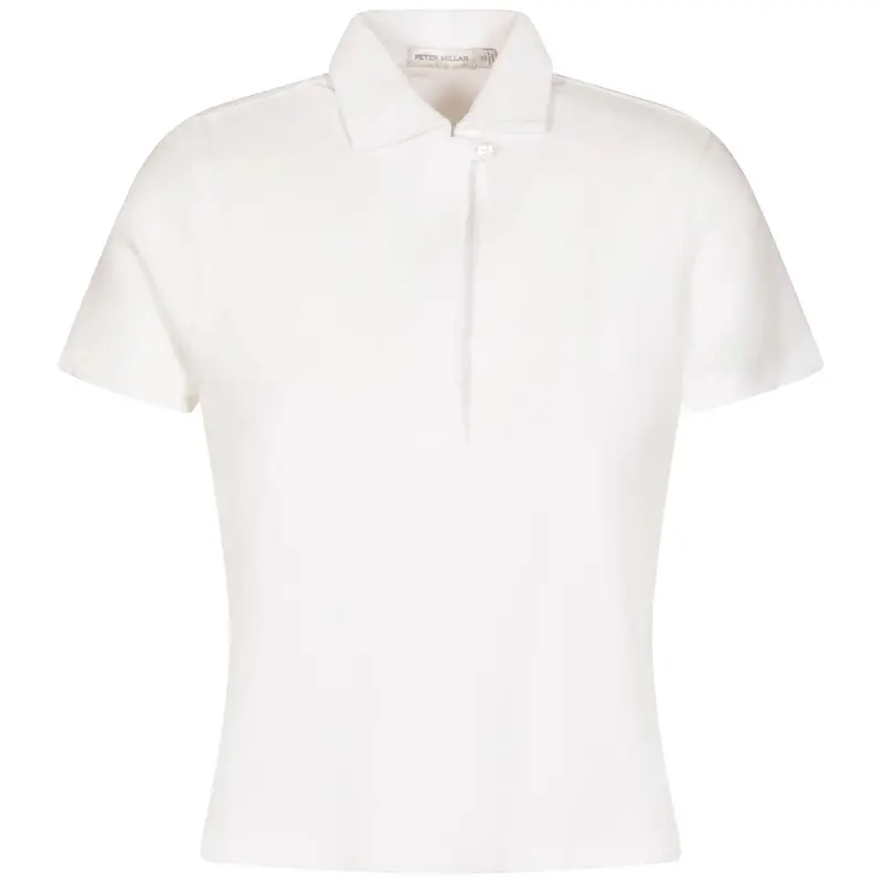 Peter Millar White Elle Terry-Knit Short-Sleeve Golf Polo For Women - Size L 1
