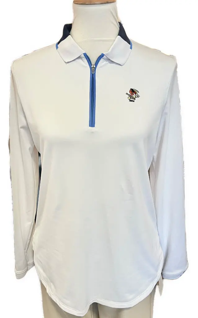 Peter Millar Women'S White Long-Sleeve Golf Polo With Embroidered Logo – Size M 1