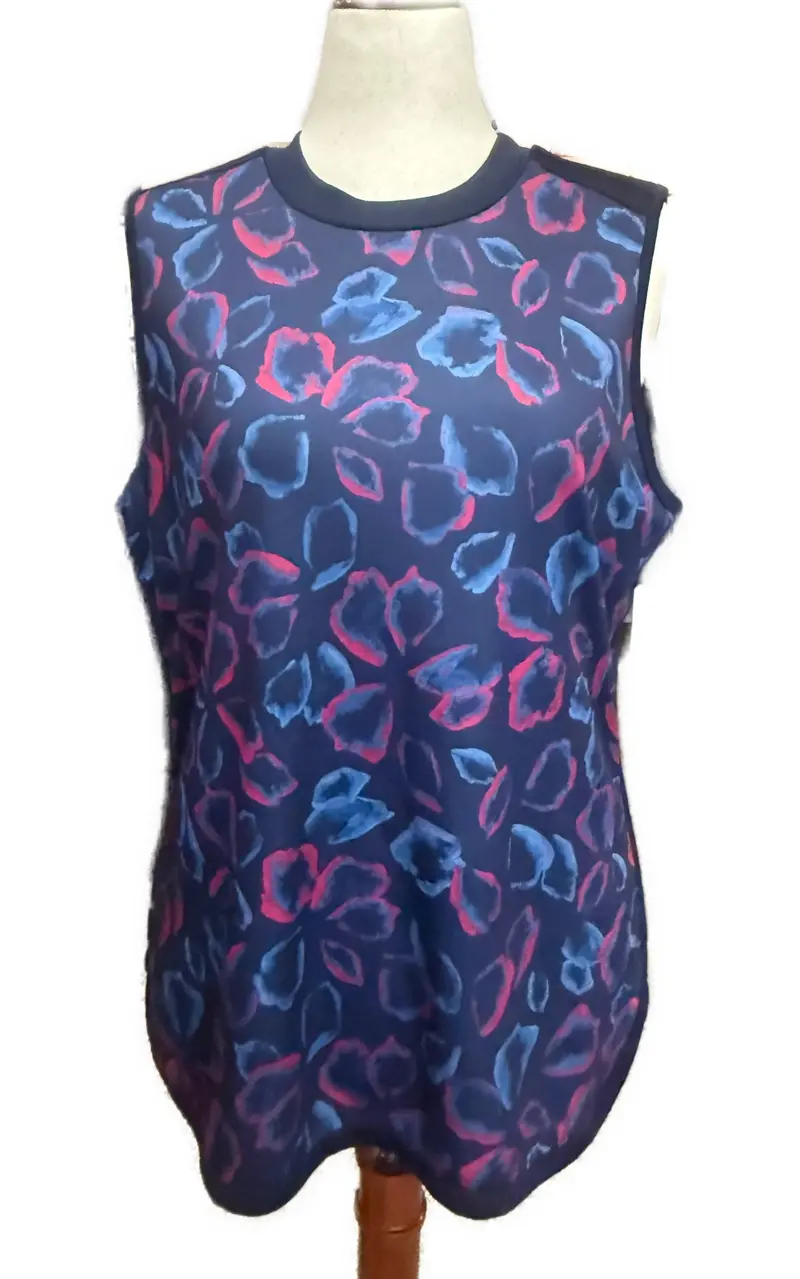 Pga Tour Navy Printed Sleeveless Golf Tee – Size Xl 1