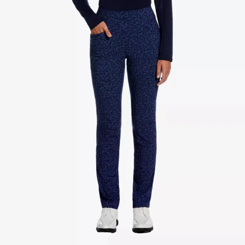 Pga Tour Women'S Navy Floral-Print Golf Pants – Lightweight Fabric, Size S 1