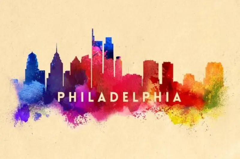 Philadelphia Skyline – Laser-Cut Wooden Postcard 1