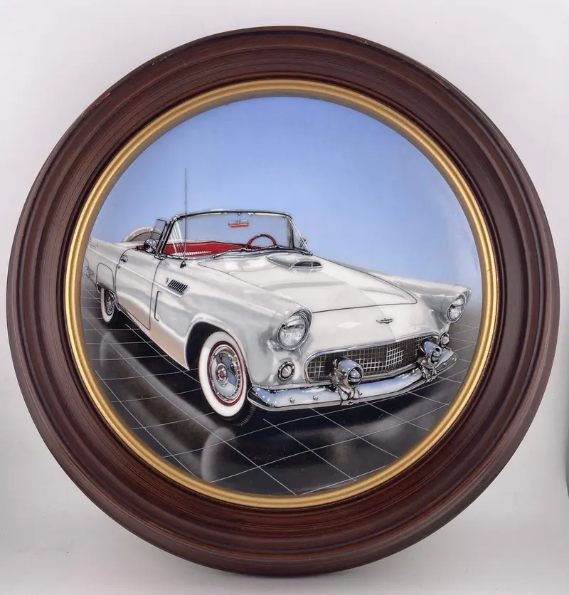 Philip Palma 'Dream Machines' Framed Collectible Plate #56: T-Bird Motif (Delphi, 1988) 1