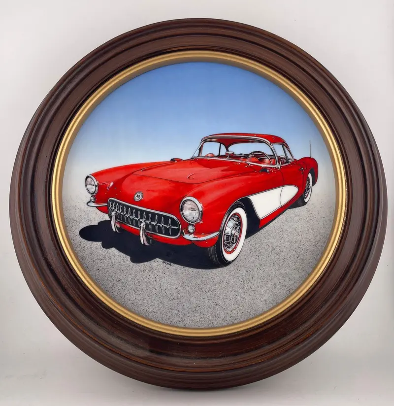 Philip Palma 'Dream Machines' Framed Collectible Plate #57: Vette Design (Delphi, 1988) 1