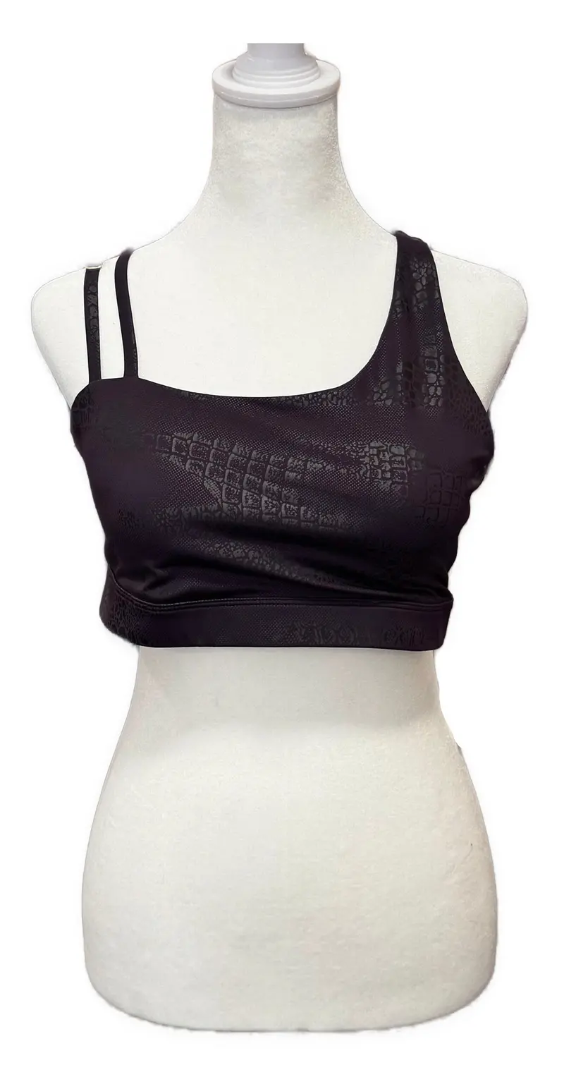 Plum Metallic Snakeskin Sports Bra By Zyia Active – Size L, $60 1