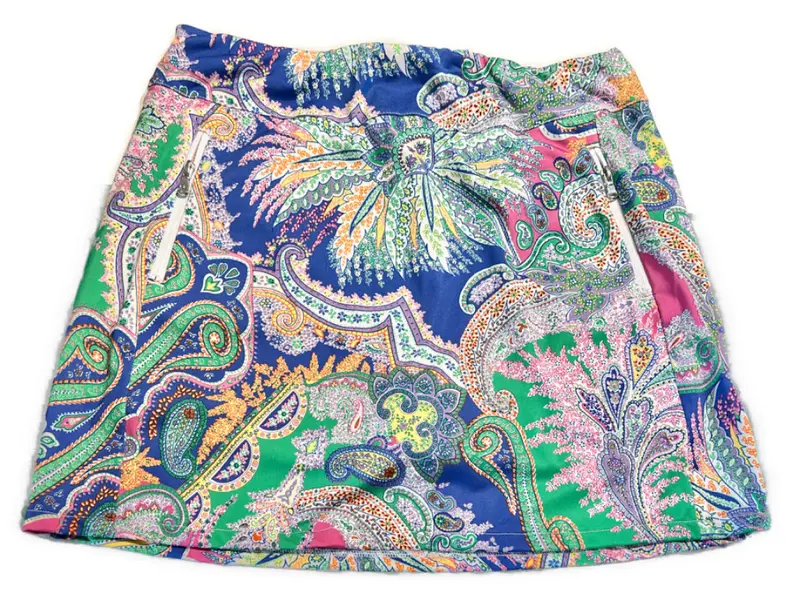 Polo Ralph Lauren Paisley Golf Skort – Green & Blue, Size Xs 1