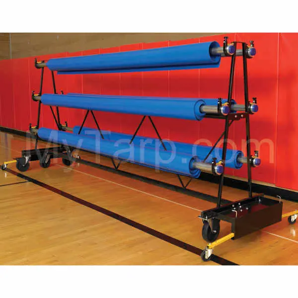 Premium Mobile Gym Floor Cover Storage Rack – Heavy-Duty Rolling Stand 1