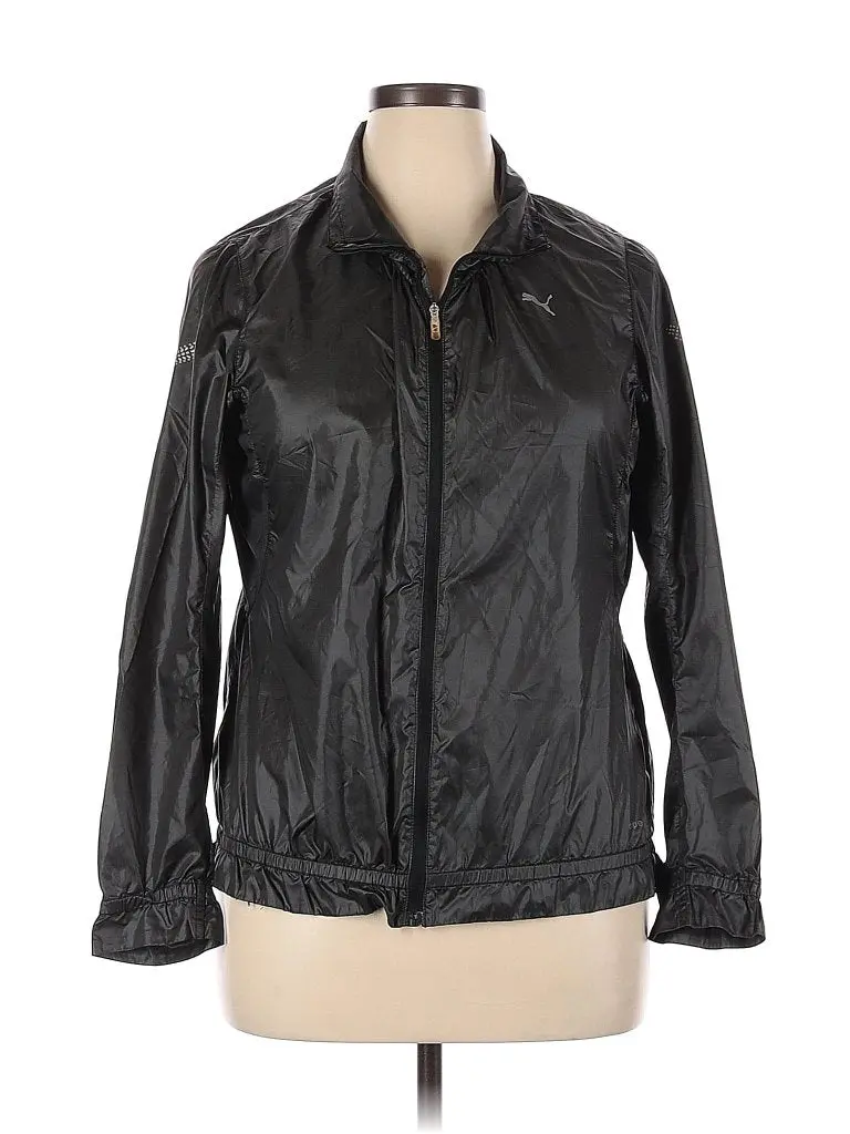 Puma Women'S Black Full-Zip Windbreaker – Lightweight Outer Layer (Size Xl) 1