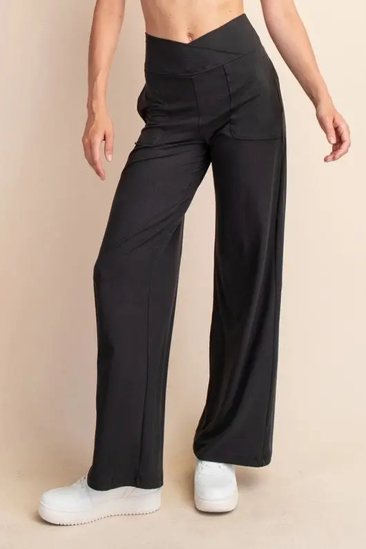 Rae Mode Black V-Waist Butter-Soft Activewear Pants 1