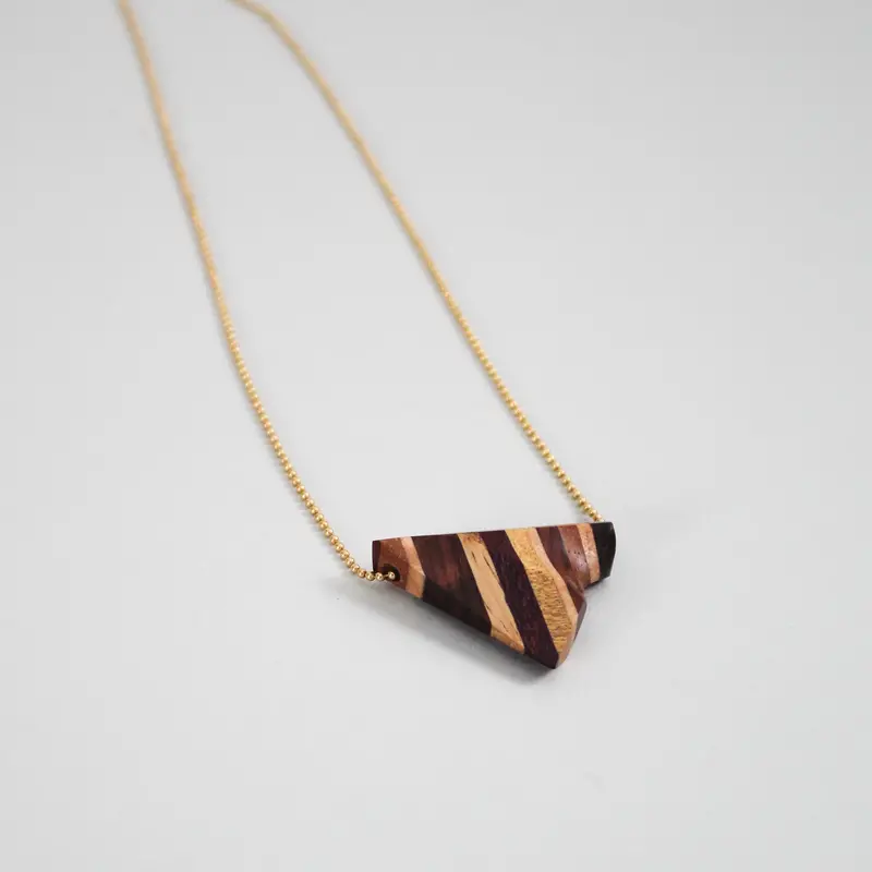 Rainbow Laminated Wood Pendant On 20" Gold-Filled Chain 1