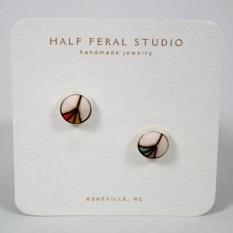 Rainbow Rays Stud Earrings – Vibrant Enamel On Brass Base 1