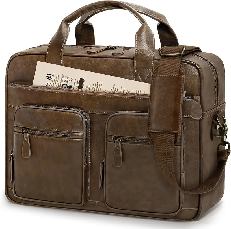Rainsmore Vintage-Style Men'S Waterproof Laptop Messenger Bag: Pu Leather 15.6" Briefcase 1