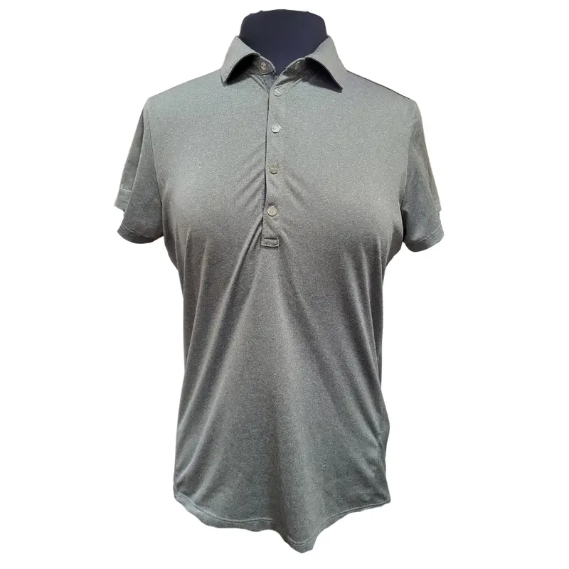 Ralph Lauren Rlx Heather Gray Snap-Front Golf Polo For Women - Size M 1