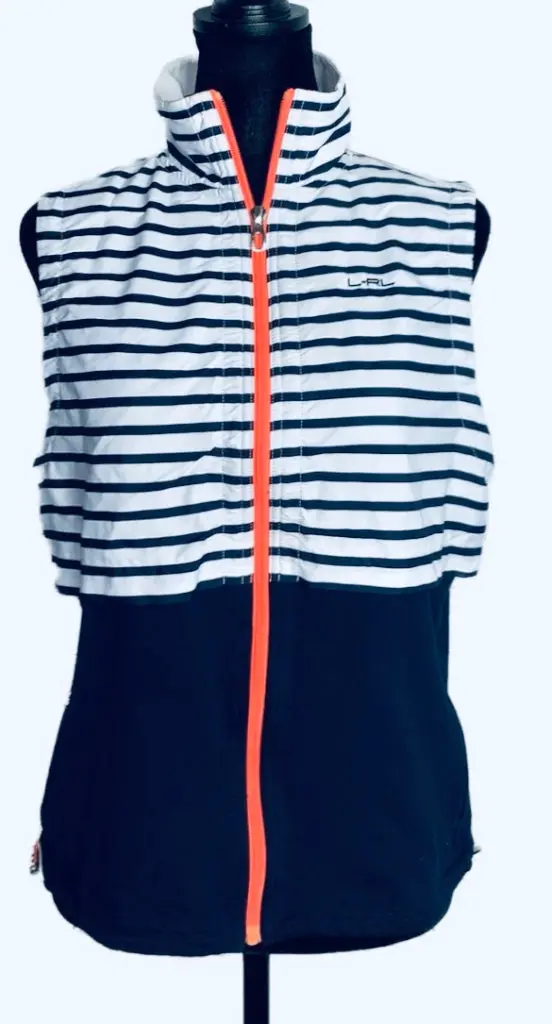 Ralph Lauren Women'S Navy-And-White Striped Golf Vest – Size S 1
