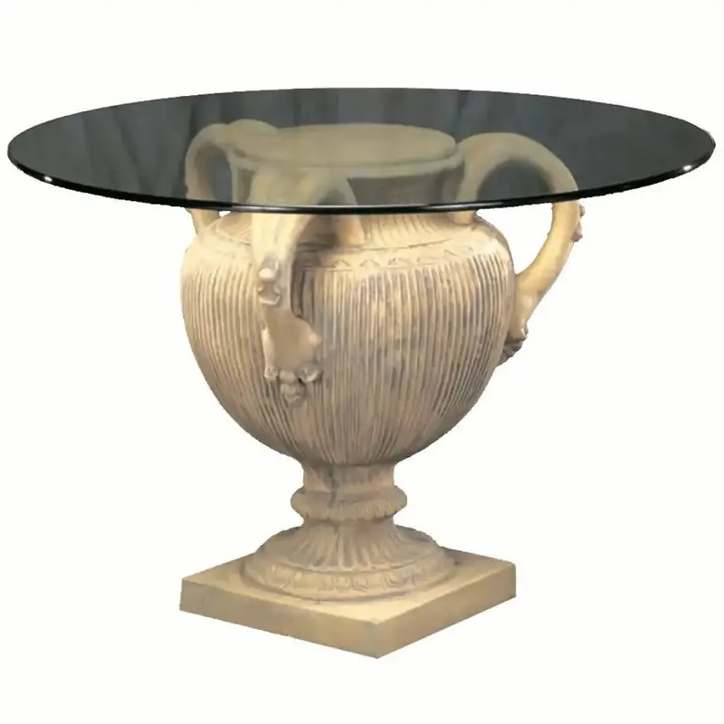 Ribbed Round Urn Dining Table Base With Three Handles – 29-Inch Classical Foundation 1