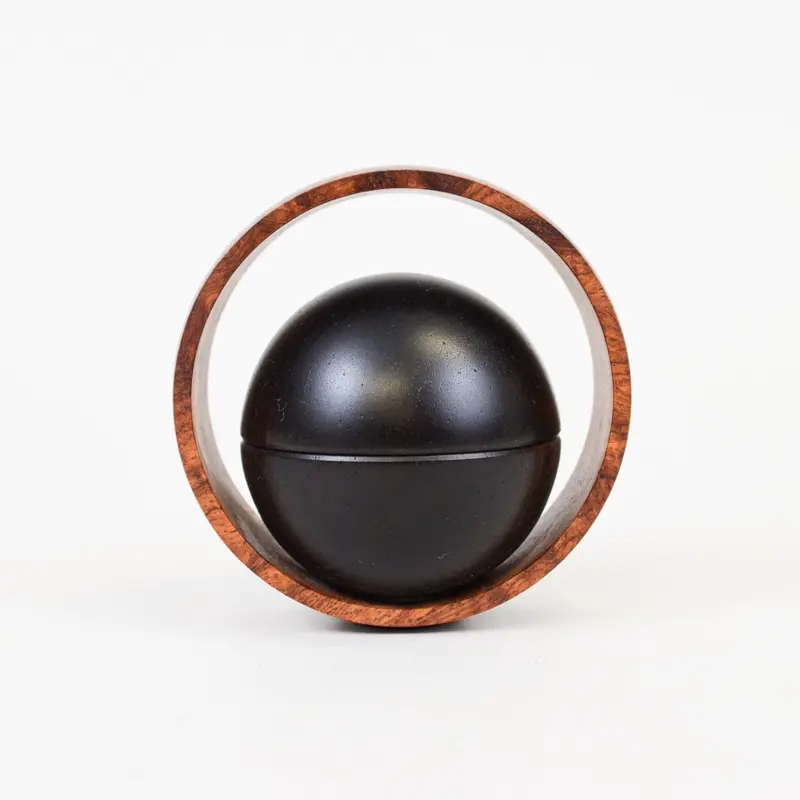 Ring-Adorned Ball-Shaped Storage Box – Artisan-Crafted Design 1