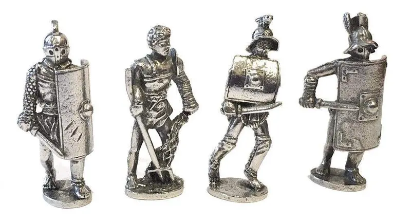 Roman Gladiator Miniature Collection – 4-Piece Metal Figures, 1.5" Height 1