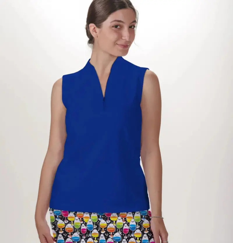Royal Blue Sleeveless Quarter-Zip Skort Top For Women By New Skort Obsession 1